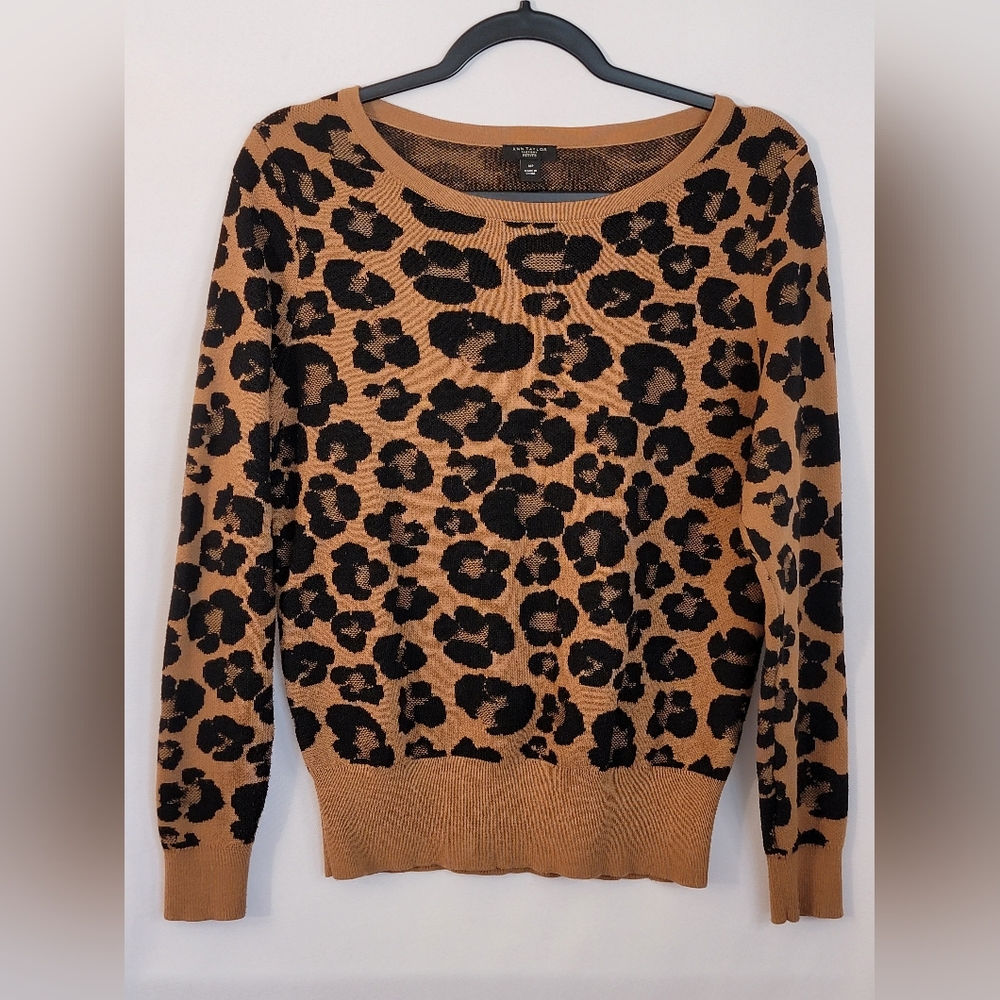 Ann Taylor Factory Animal Print Sweater - Tan and Black Size MP